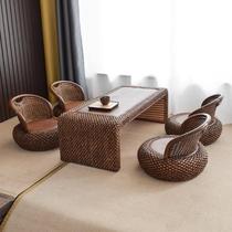 Rattan tatami tea table low table simple Japanese style small table Zen tea drinking table Kang low table