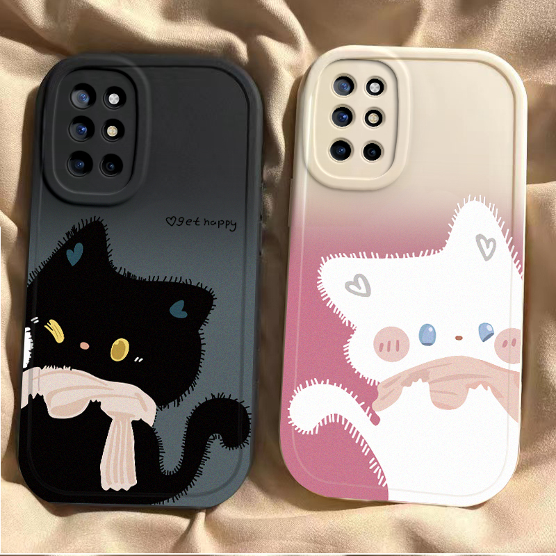 Suitable for Oneplus 8t Phone Case, New Model V Oneplus 9R Case, Suitable for Oneplus 8t, Anti-Drop Full Cover, Suitable for 1+8t, Silicone Matte Finish, Suitable for Oneplus 8t, Cute Black and White Cat Design
