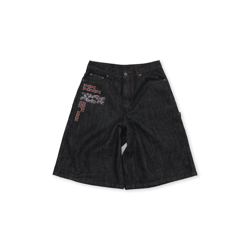 Th90Crew 26Ss Red Topstitched Denim Capri Pants Th90Crew 26Ss Red Topstitched Denim Capri Pants