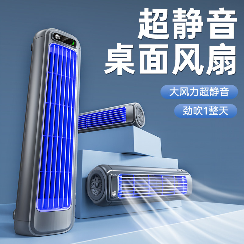 Murovy ミニエアコンファン - 超静音、ポータブル、USB充電式卓上ファン、空気循環器、小型寮/家庭/キッチン壁掛け冷却ファン