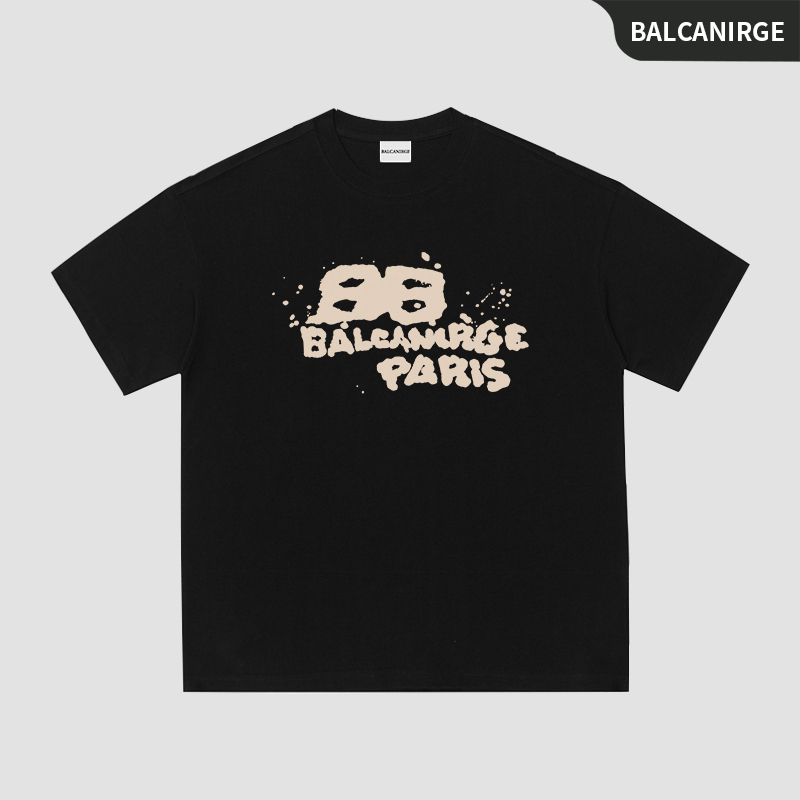 Balcanirge Official Men's T-Shirt Paris Short-Sleeved Women's 2025 Summer New Graffiti American Trendy Brand T-Shirt