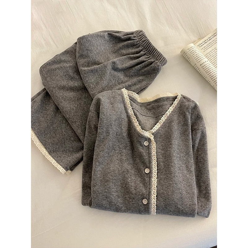 High-End Cashmere Pajamas for Women, Autumn and Winter, Fleece-Lined and Thickened, 2025 New Model, Winter German Velvet Island Velvet Loungewear