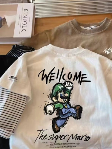 Хлопковый комплект, футболка, корейский лонгслив, осенний, детская одежда