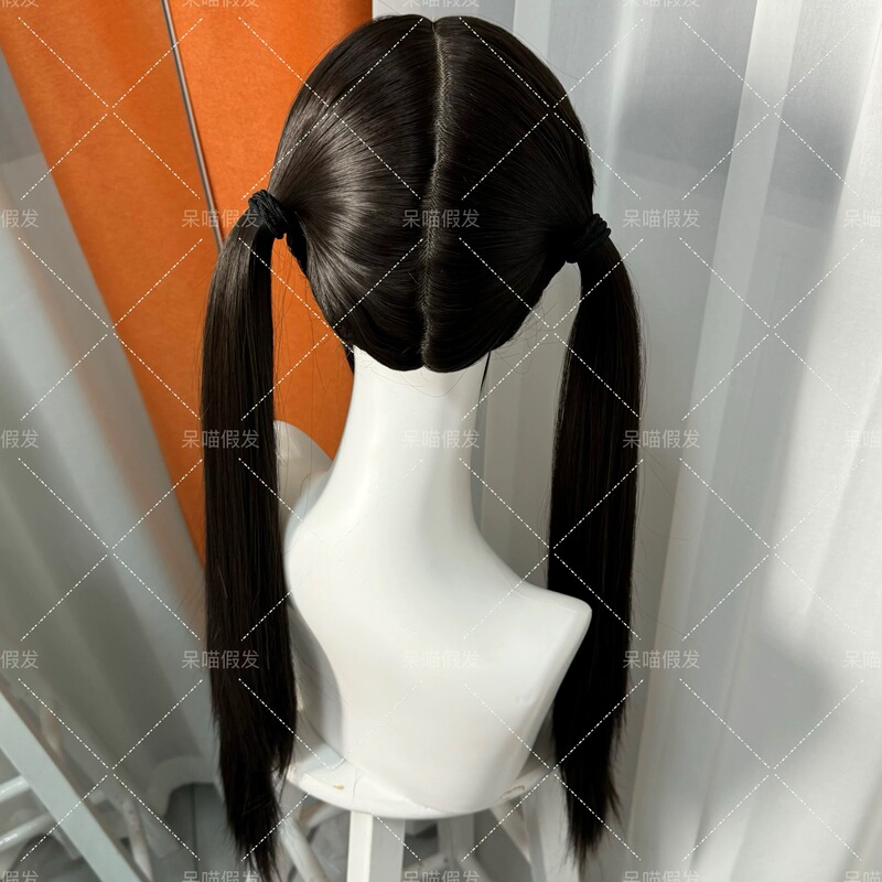 Daimiao Wig Internet Celebrity Natural Lolita Wig with Bangs and Double Ponytails, Realistic Scalp, 65cm Straight Hair