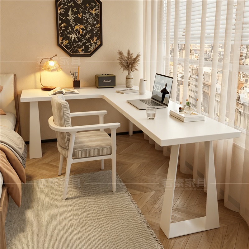 Cream-Colored White Solid Wood Corner Desk L-Shaped Computer Desk Bedroom Home Writing Desk Corner Workstation Cream-Colored White Solid Wood Corner Desk L-Shaped Computer Desk Bedroom Home Writing Desk Corner Workstation