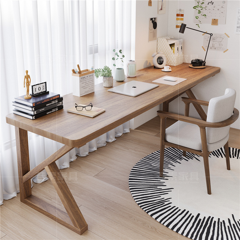 Simple Solid Wood Desk Student Home Desktop Computer Table Study Desk Bedroom Bedside Table Long E-Sports Table