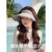 Charred lace with empty top sunscreen children Summer anti-UV 2024 new cover Full face sunhat Ice Silk