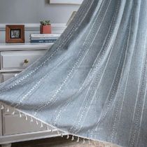 Cotton Linen Knitting and Embroidery Window Curtains for