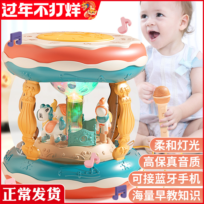 Baby Beats Beat Drum Music Puzzle Early Education 1 Year Olds Carousel 0-1 6 months 3 Handbeat Baby Toys-Taobao