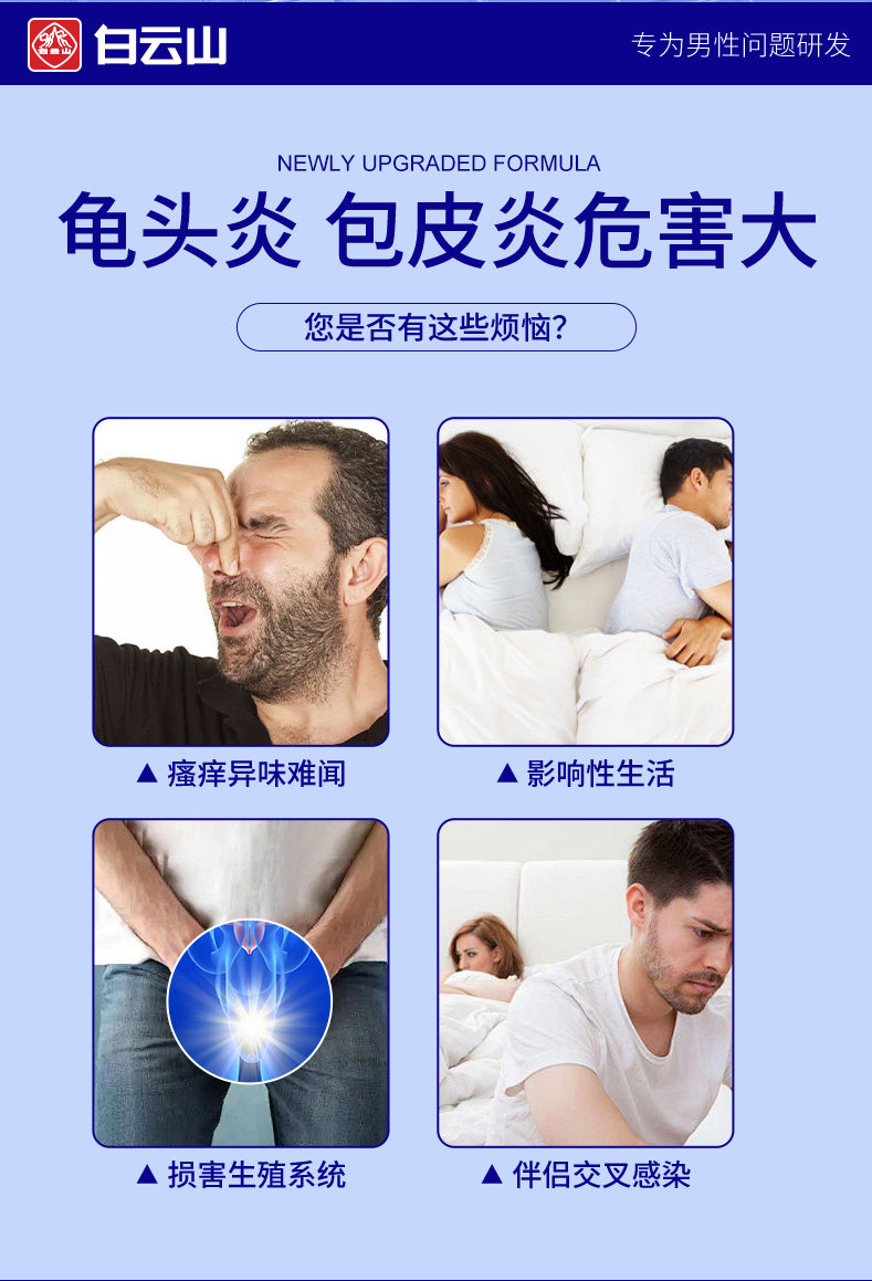 【中国直邮】 广药白云山 龟头炎 液体敷料 珍珠丘疹男性龟头真菌感染霉菌型发炎非药膏包皮冠状沟粒疹 20ml | 亚米