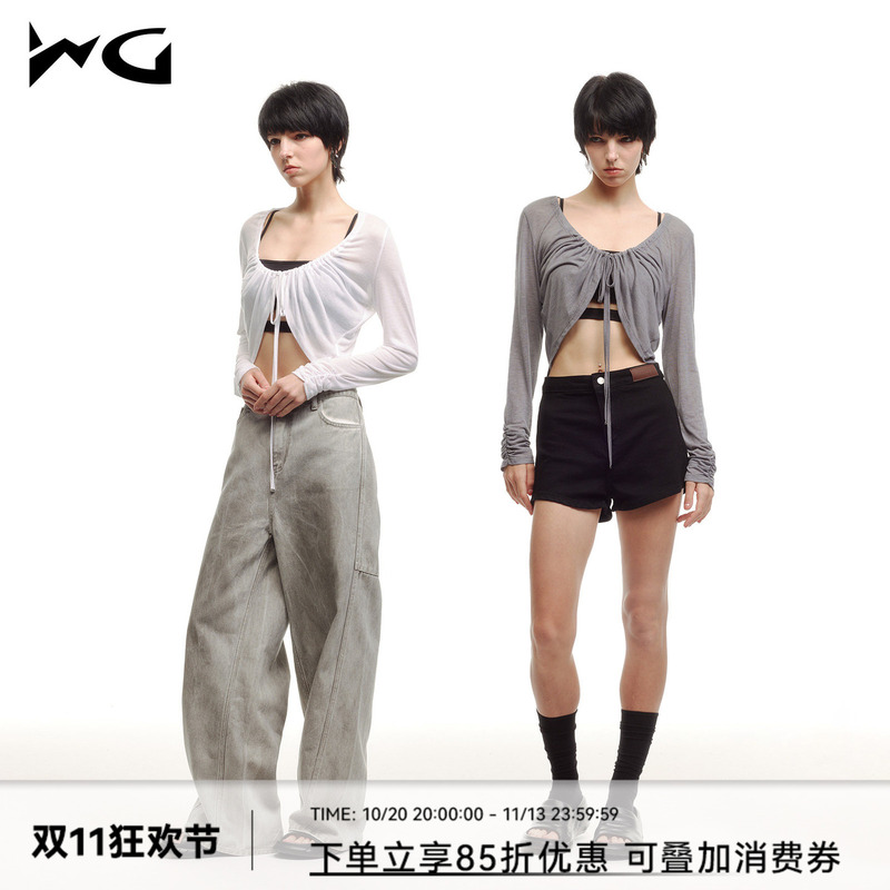 Wildground Nohara 26 Summer New Sun Protection Cardigan Drawstring Tie Thin Cover-Up Vest Top for Women