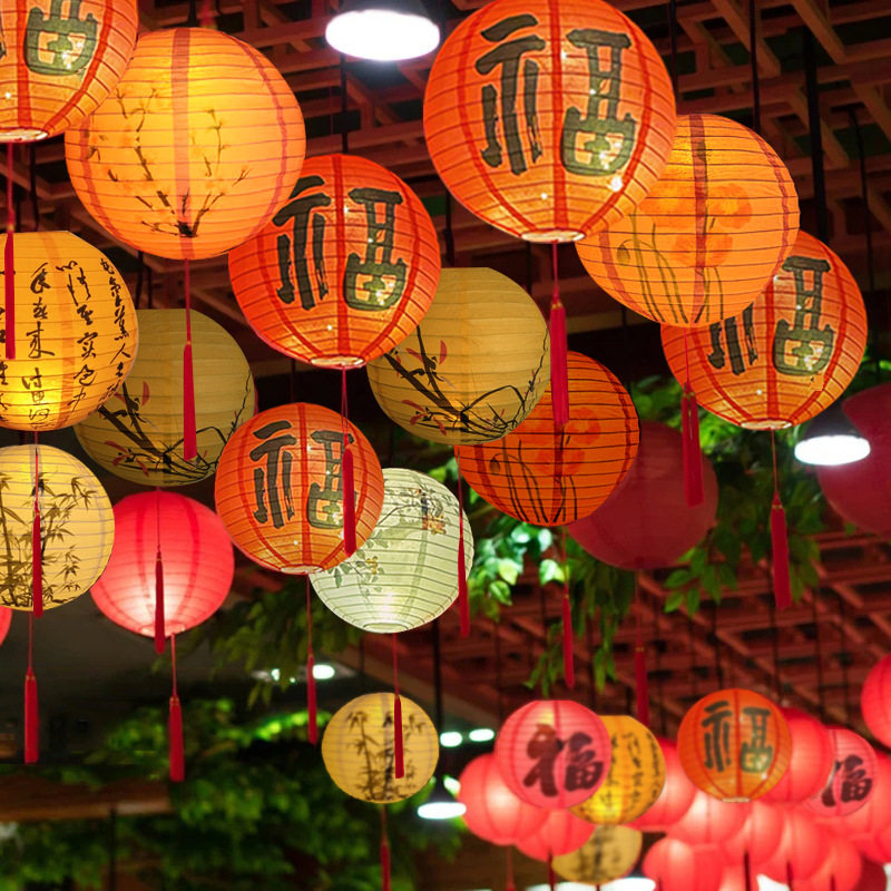 Китайский фонарик 1pc printed flower round paper lantern wedding birthday part