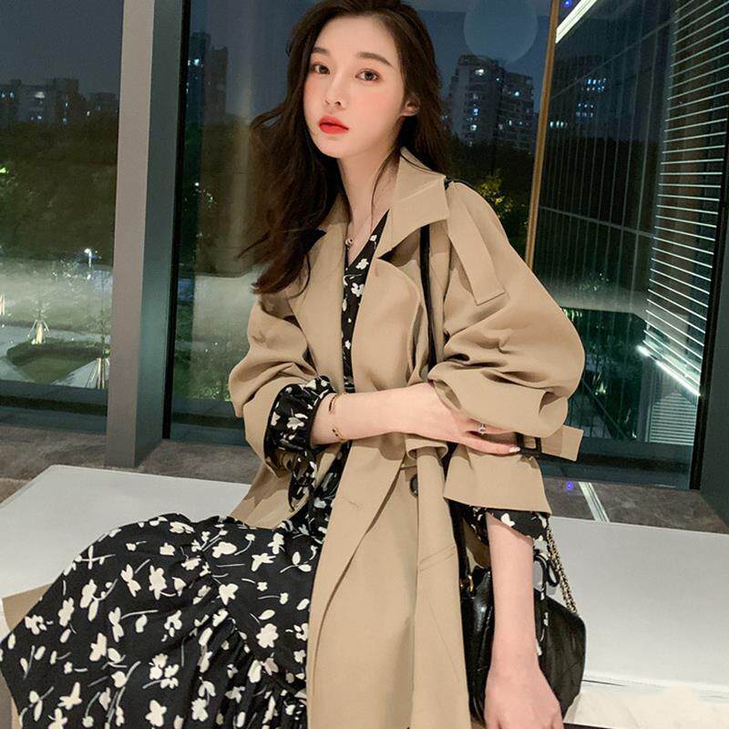 吹风机炫彩贴 turn down collar v neck double breasted nch coat women winte OTHER