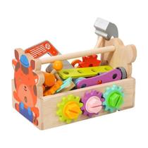 Wooden Kids Tool Set Nuts and Bolts Screw Driver Toolbox