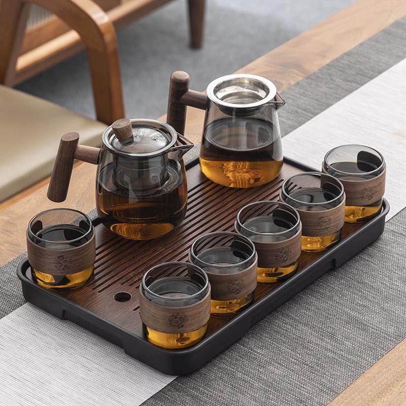 Heat-Resistant Glass Tea Set, Anti-Scalding, Light Luxury, High-End, Elegant, Household Tea Set, Office Kung Fu Tea Set Set