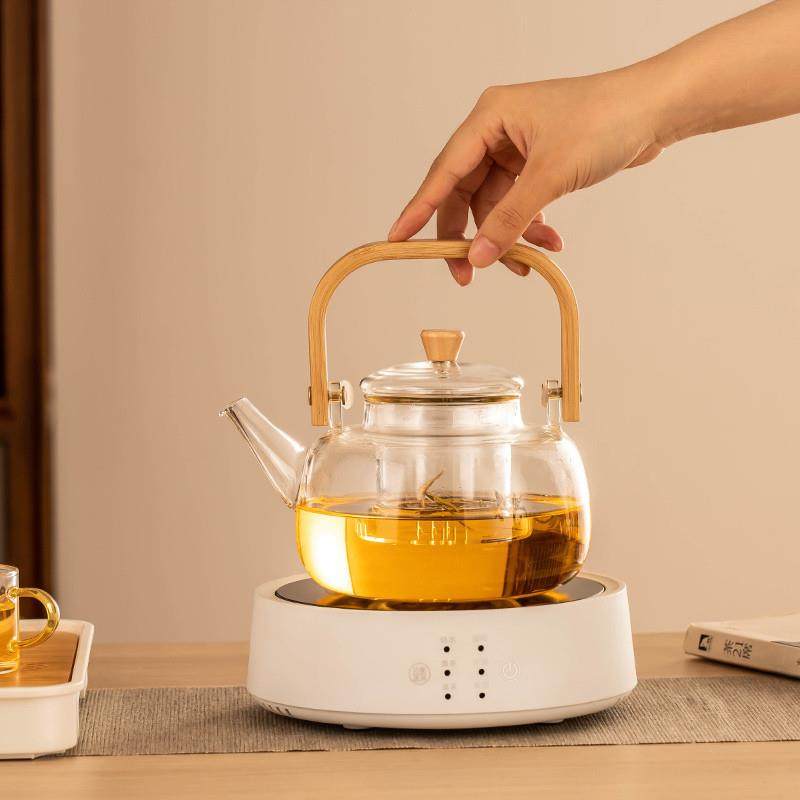 Electric Ceramic Stove Tea Maker Set for Home Use, Small Tea Kettle for Office, Glass Water Boiling Teapot, Steaming Tea Maker