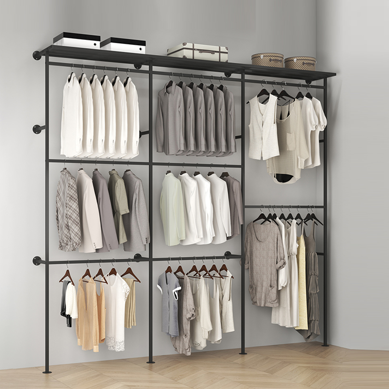 Metal wall wall-mounted home bedroom Easy open wardrobe cloakroom clothes rack clothes rack homemade-Taobao