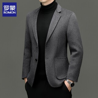 罗蒙高级感大衣男士秋季新款休闲商务单西服羊毛呢子外套男装春秋