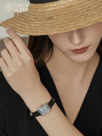 Laresdomi Laredomi Damenuhr, Retro-Armbanduhr mit quadratischer Platte und digitaler Skala, Naples