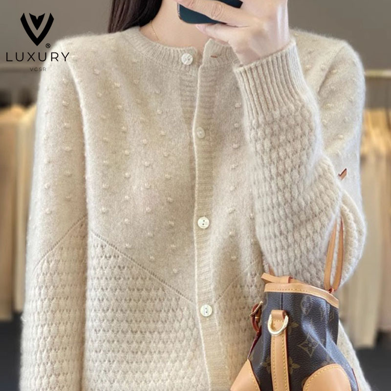 Women's Coat Spring and Autumn 2024 New Style Wool Plus-Size Women's Clothing Autumn and Winter High-End Knitted Cardigan Sweater