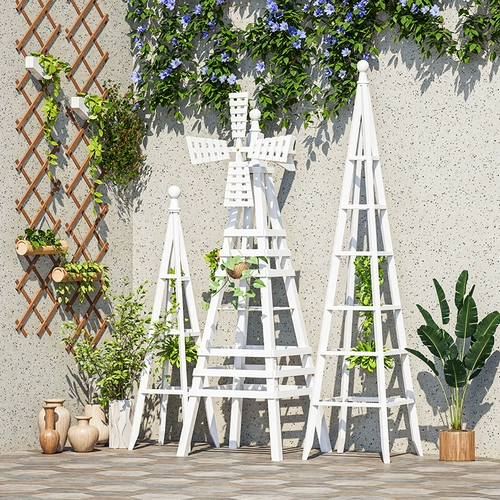 Ветряная мельница, наружное украшение, двор, вилла, магазин, B & B, торговый центр, ветряная мельница, подставка для цветов, антикоррозийная подставка для цветов из цельного дерева, виноградная лоза