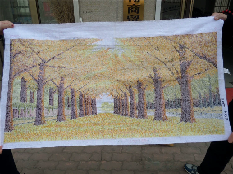 quan điểm handmade vàng cross-stitch xong sàn toàn cảnh của Avenue vàng sắc nét hai mét sơn phòng khách thêu - Công cụ & phụ kiện Cross-stitch