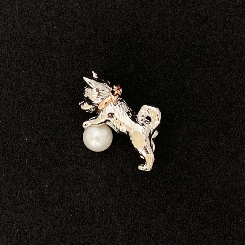Retro European and American silver puppies Animal brooch Delicate Chest Flower Superior Suit Big-pin Pearl Anti-Walking Light-Taobao