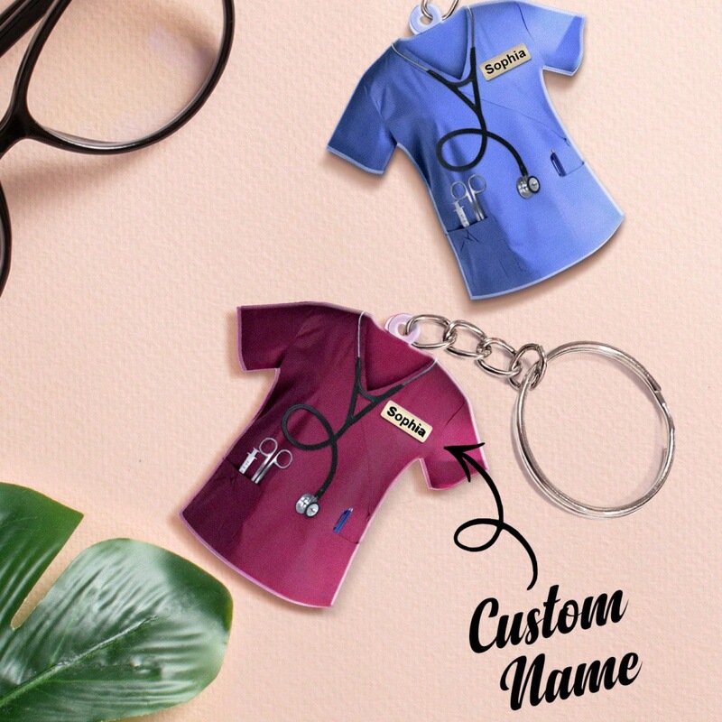 Keychain Pendant Uniform Commemorative Customizable Nurse Doctor Simple 1-Name Style Pendant Accessory Keychain Pendant Uniform Commemorative Customizable Nurse Doctor Simple 1-Name Style Pendant Accessory