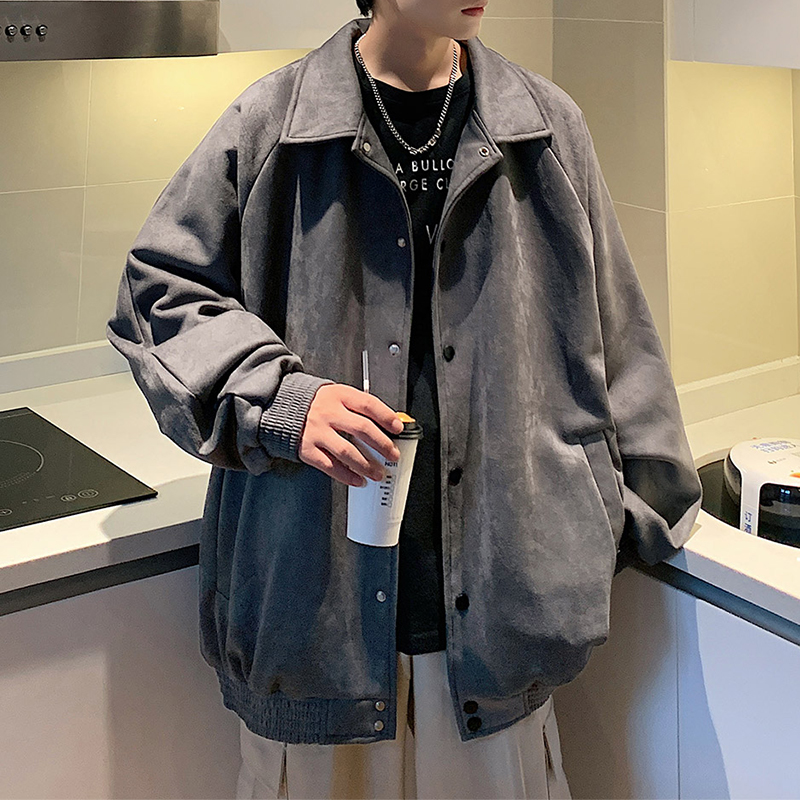 Suede Suede Jacket Men's Spring Autumn Season 2023 New Loose Yuppie Handsome Boys Tooling Jacket Autumn Winter Baseball Suit Blouse-Taobao