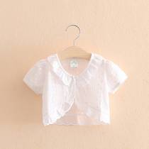 Girls with skirts small waistcoats childrens shawls summer baby short-sleeved cardigans with sun protection suspenders and capes for girls