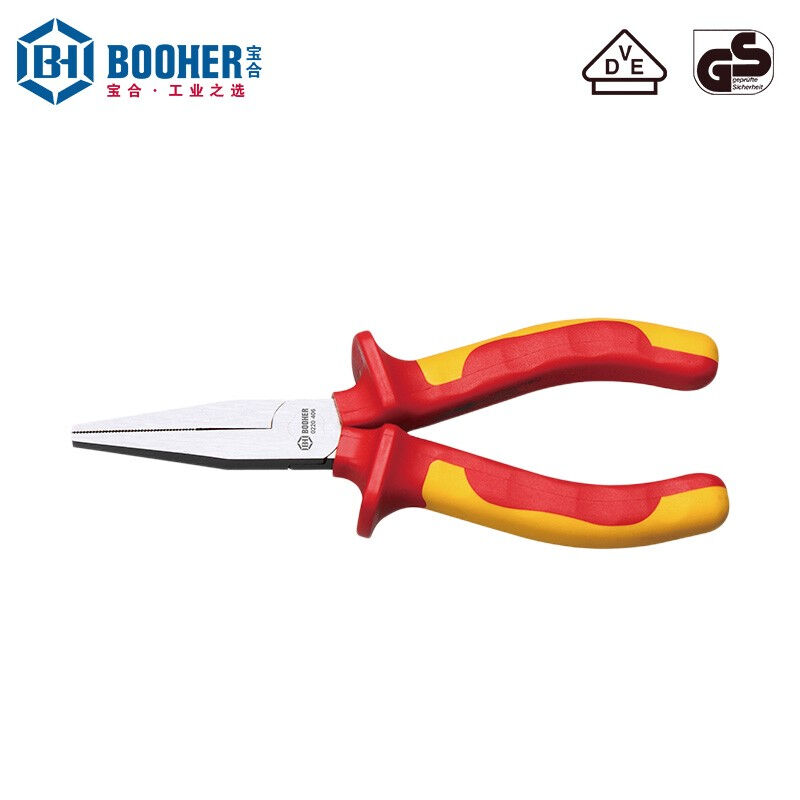 Baohe (BOOHER) insulating flat mouth pliers 6 bicolor VDE electrical pliers cusp pliers pressure resistant terminal pliers 6 inch BH0-Taobao