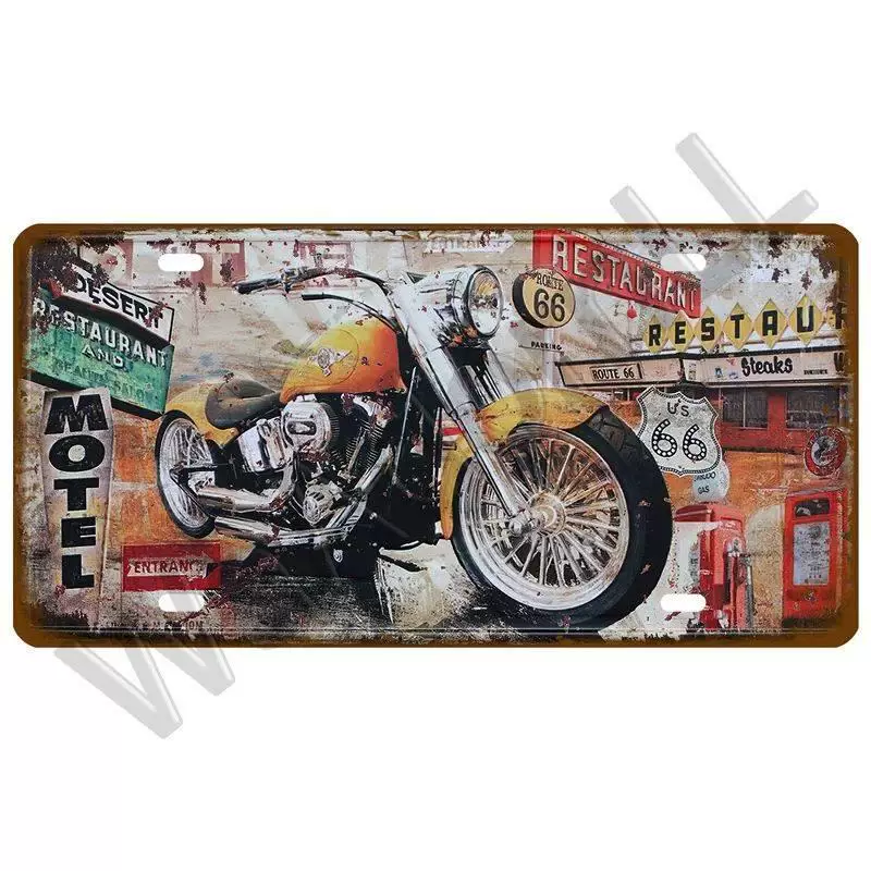 Виниловая номерная табличка в стиле Route 66 Vintage Poser Car Number Plaque Plaque Post