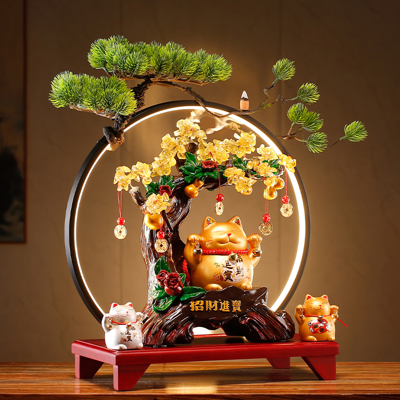 Property Cat Hair Treasure Tree Large Number Creative Living Room Genguan Swing Piece Shop Joe Moving Wine Cabinet Front Desk Decorative Gift-Taobao