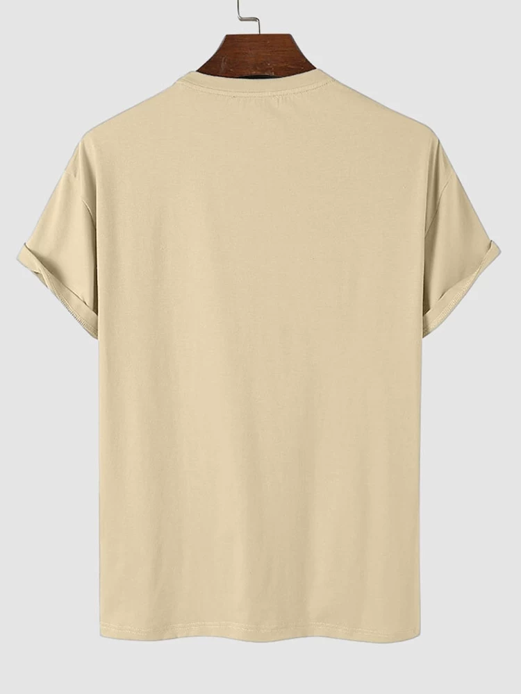 ZAFUL Cotton T-Shirts for Men Solid Letter Print Short