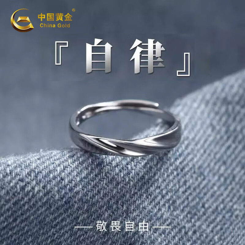 中国製の金と純銀999を使用した自己規律リング、メンズリング、ピンキーリング、シルバーリング、彼氏への誕生日プレゼント。