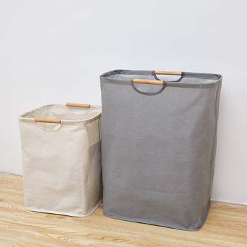 Clothes Storage Basket, Household Fabric Laundry Basket, Japanese-Style Foldable Basket, Light Luxury Bathroom Clothes Dirty Laundry Basket