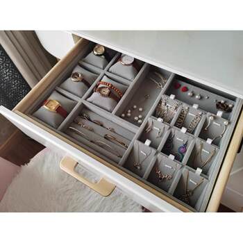 Customized cloakroom velvet jewelry storage box makeup table tray necklace ring drawer partition jewelry solid wood