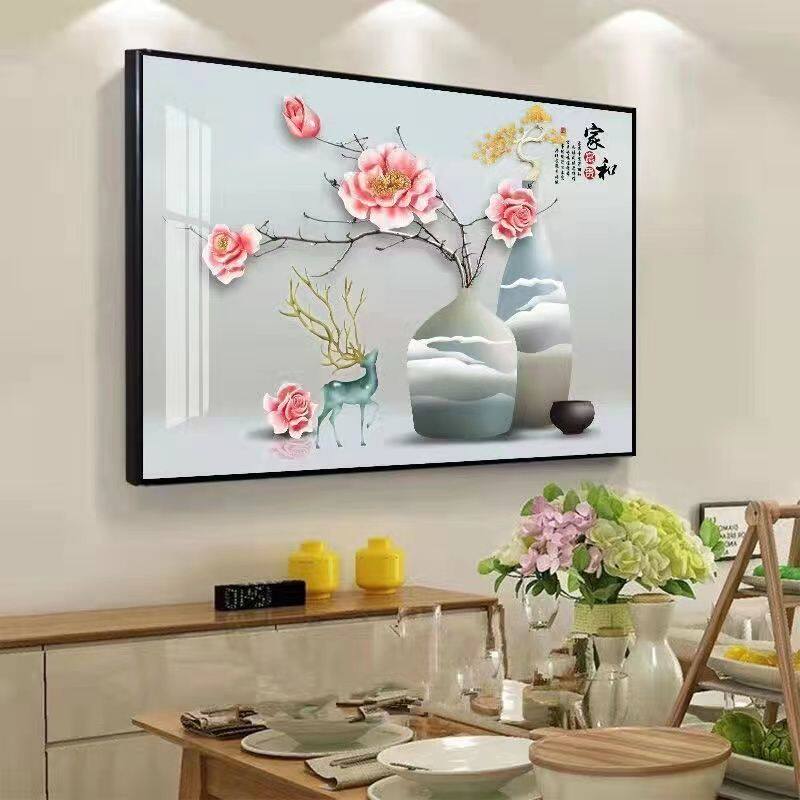 Restaurant Decorative Painting, Horizontal Version for Living Room, Kitchen, Dining Room, Light Luxury Dining Room Background Wall Painting, Wall Hanging Painting, No-Drill Wall Art