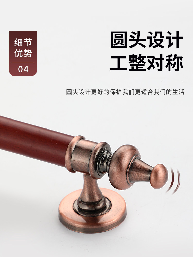 Thickened Stainless Steel Rosewood Handle Hotel Surface-Mounted Handle Wooden Door Handle Surface-Mounted Handle Room Door Wooden Door Handle