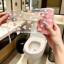 Heart-Shaped Printed Toilet Seat Covers, Disposable Dirt-Proof Hotel Portable Anti-Dirt Film, Thickened Travel Anti-Bacterial Multifunctional