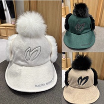2023 autumn and winter new golf ball cap Korean rabbit ears original single golf ball womens ear protection and warmth