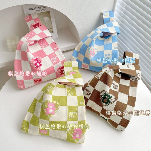 Трикотажная сумка на одно плечо, трендовый жилет, трикотажные универсальные вместительные и большые шахматы