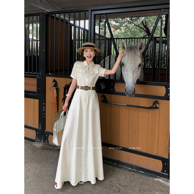 Liu Zhixian [Gabriel] High-End Old Money Style White Dress, Elegant Shirt Dress, Linen + Lyocell