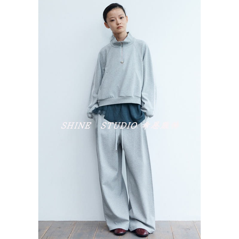 Korean Style O-Ko~ Relaxed Casual Sports Sweatshirt Set for Women with Bow Tie Wide-Leg Pants Ttoe08W/Tpce09W Korean Style O-Ko~ Relaxed Casual Sports Sweatshirt Set for Women with Bow Tie Wide-Leg Pants Ttoe08W/Tpce09W