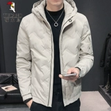Мужской пуховик с пухом, удерживающая тепло мужская куртка с капюшоном, 2024 года