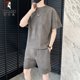 Woodpecker Ice Silk Sports Suit Men's Short-Sleeve T-Shirt 2025 Summer New Style with Casual Shorts Set