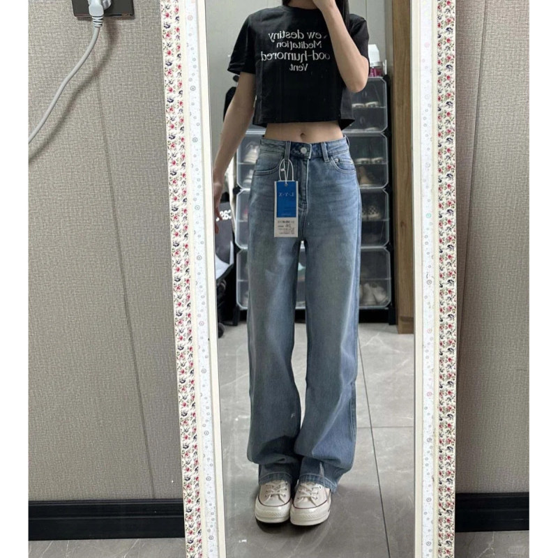 Narrow Straight-Leg Wide-Leg Extended Slightly Stretchy 2025 New Fashion Trendy Women's Spring and Summer Loose-Fitting Slim-Fit Jeans
