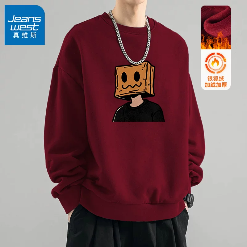 Осенняя толстовка, тонкий ретро long-sleeve, американский стиль, оверсайз