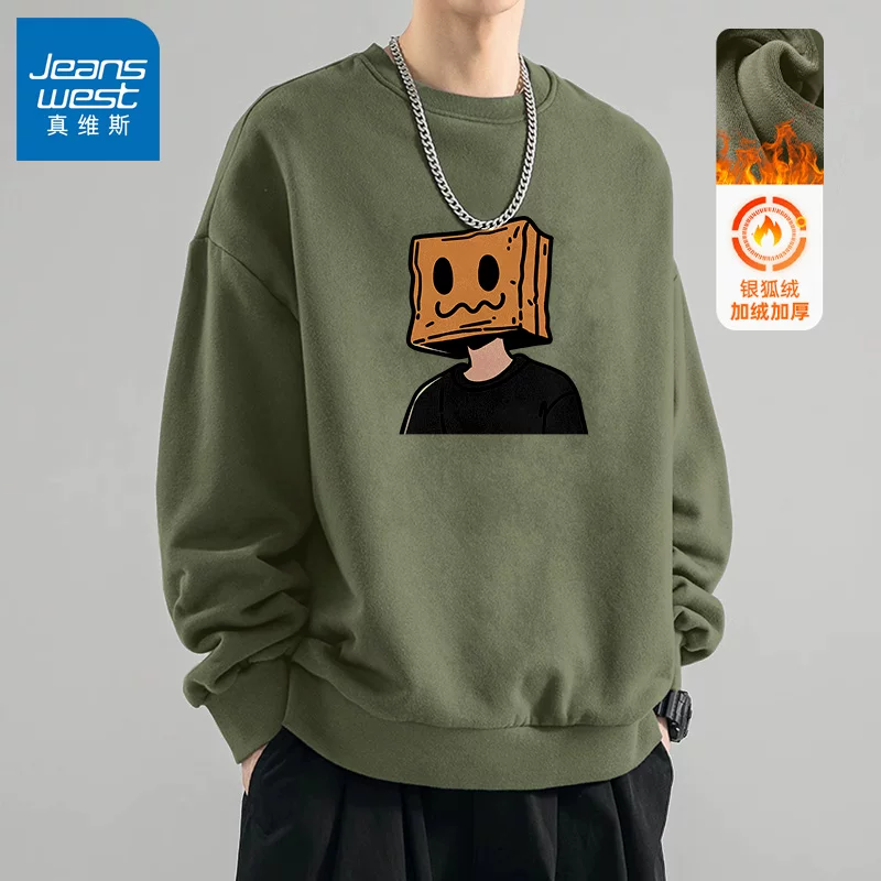 Осенняя толстовка, тонкий ретро long-sleeve, американский стиль, оверсайз