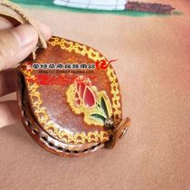 Mongolian mirror cowhide embossed handmade mirror Inner Mongolia specialty crafts cowhide mirror pendant 2 pieces